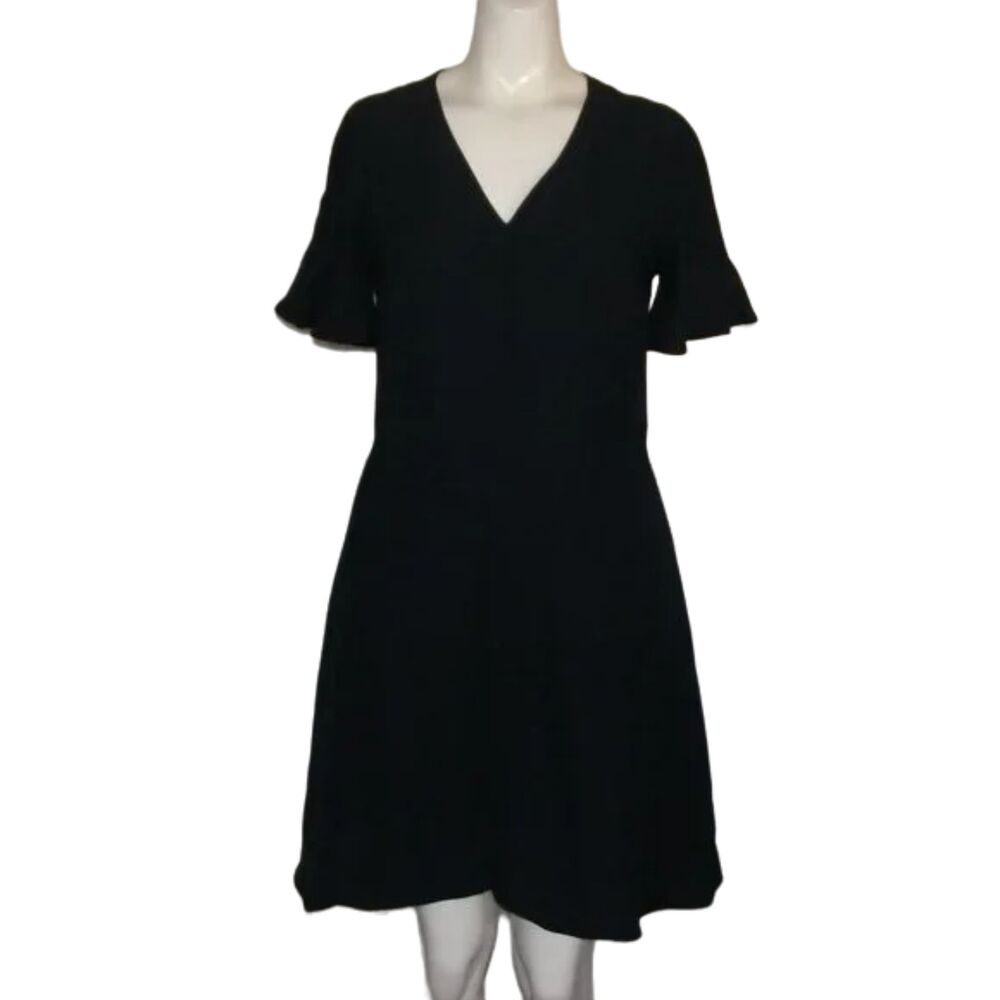 BANANA REPUBLIC Dress, 4, Navy Blue, Above knee, Fluttery Short sleeve, V-neck - Picture 11 of 13